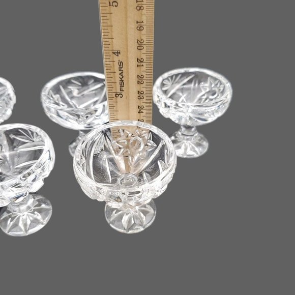 Set of 5 Small Lead Crystal Compote Dishes Ice Cream‎ Mouse Stemmed Glass  VTG - Picture 6 of 7